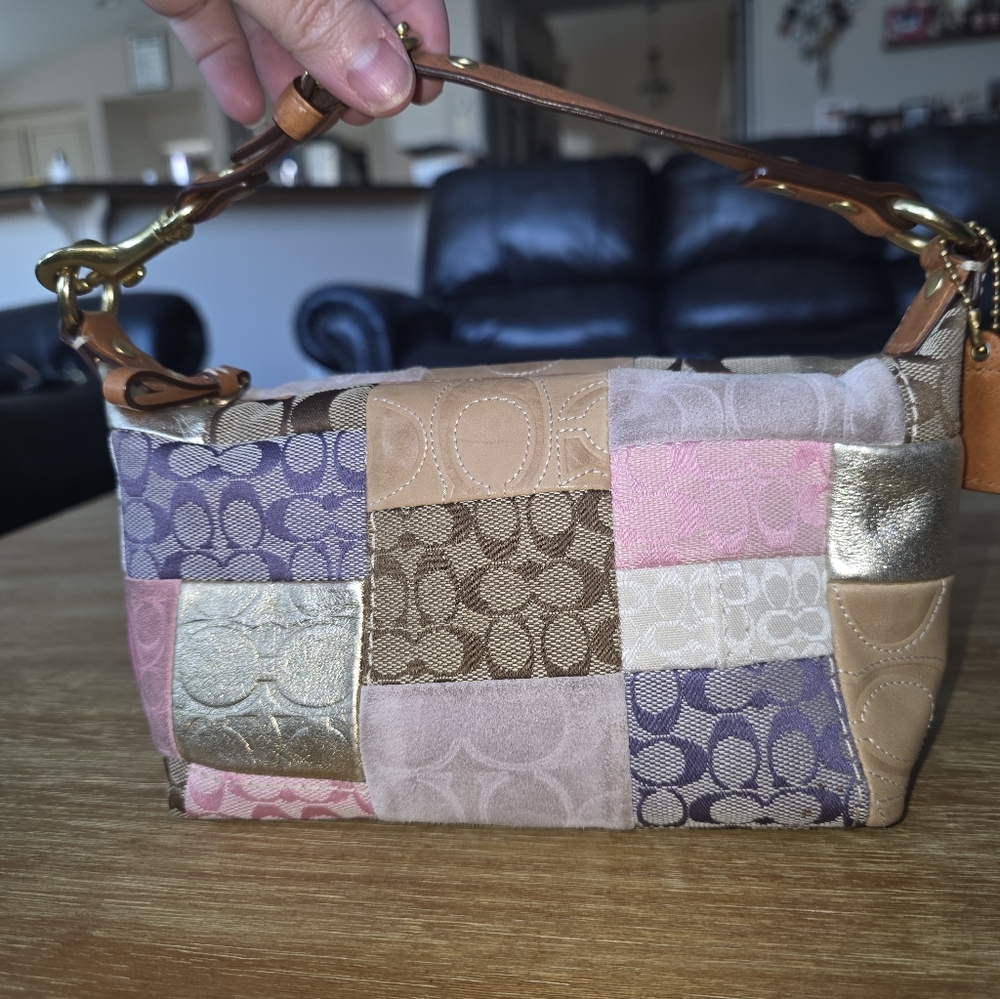 Coach Mini Bag Patchwork Mixed Media And Leather Strap